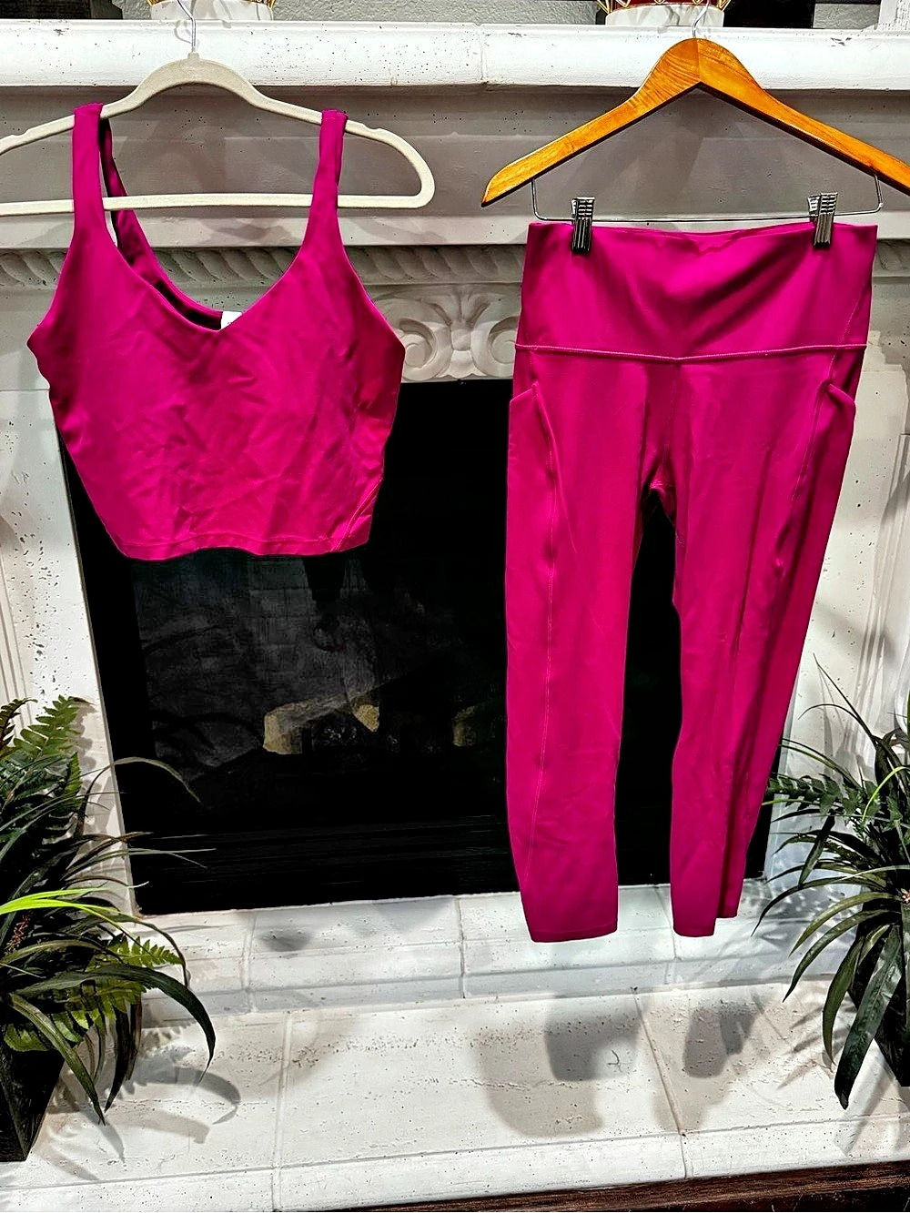 lululemon Pink Athletic Leggings Set Size 12 Top, 10 Bottom Like New